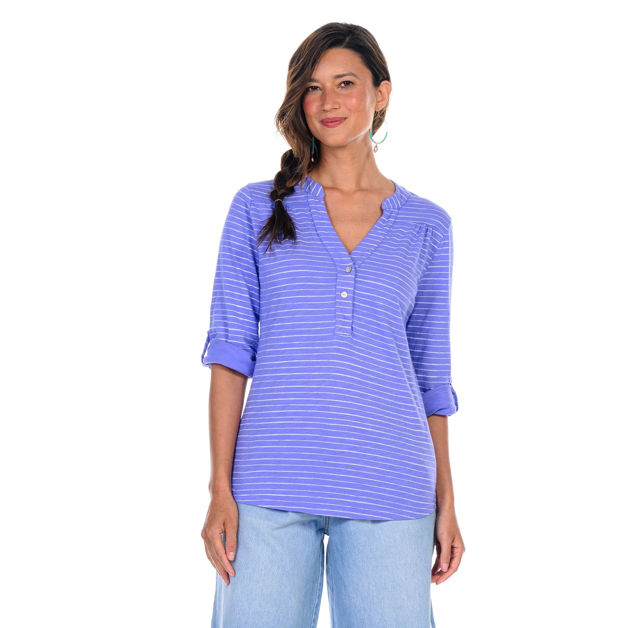 Ocean Stripe Buttonside Henley - Image 5
