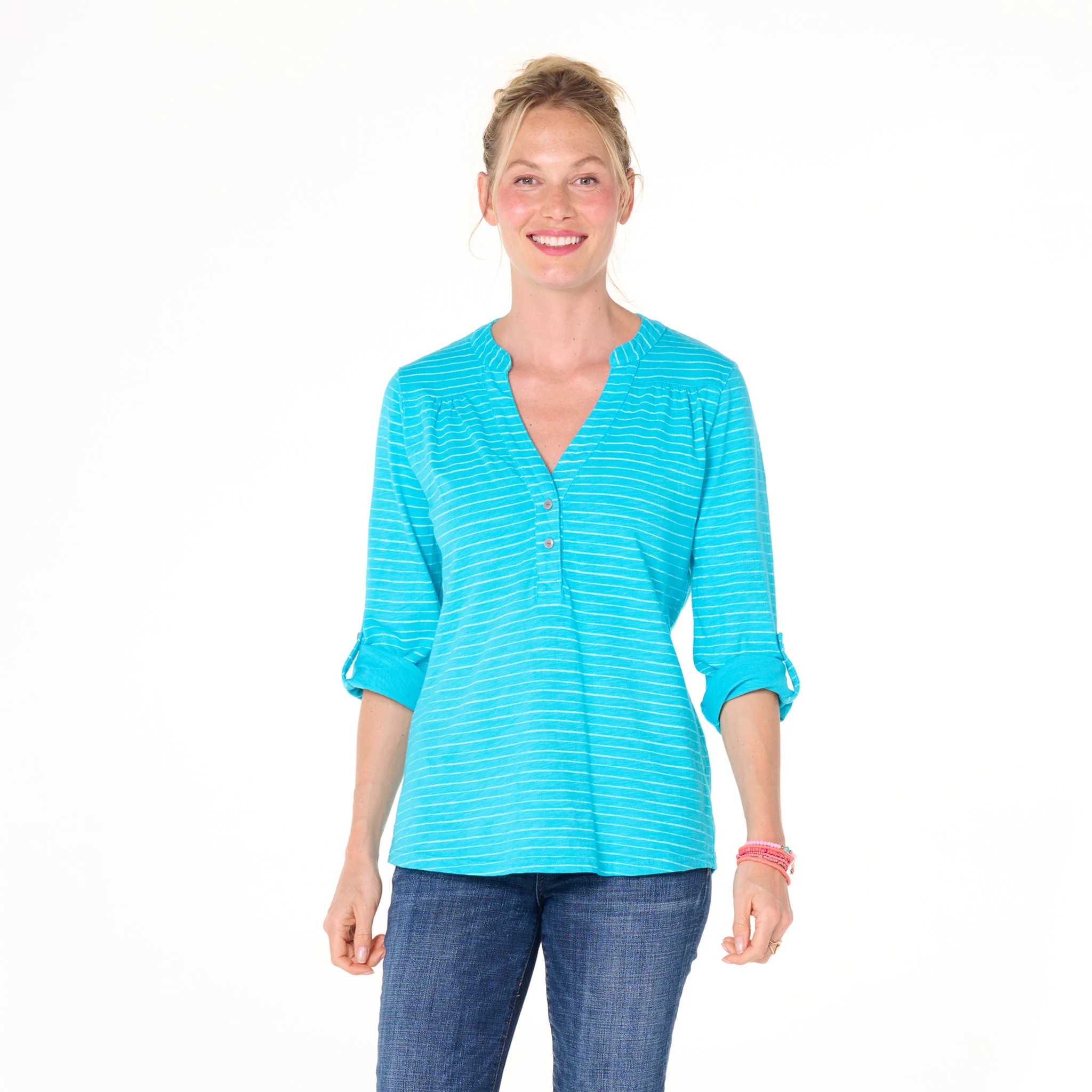 Ocean Stripe Buttonside Henley - Image 7