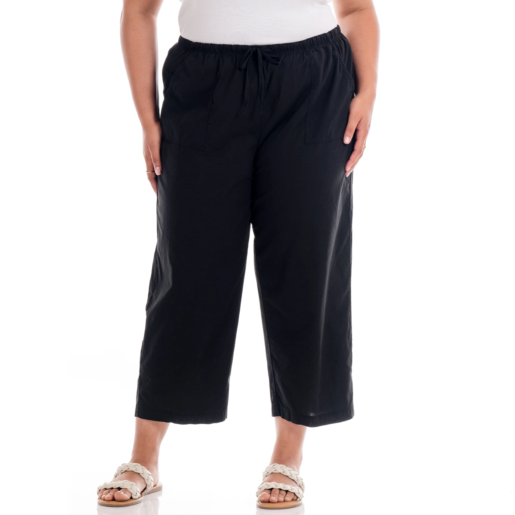 Topstitch Sheeting Capris | Plus Size - Image 11