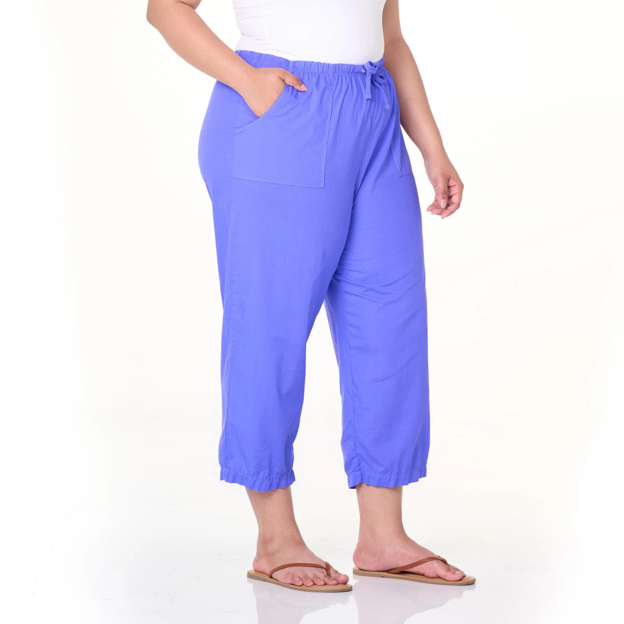 Topstitch Sheeting Capris | Plus Size - Image 3